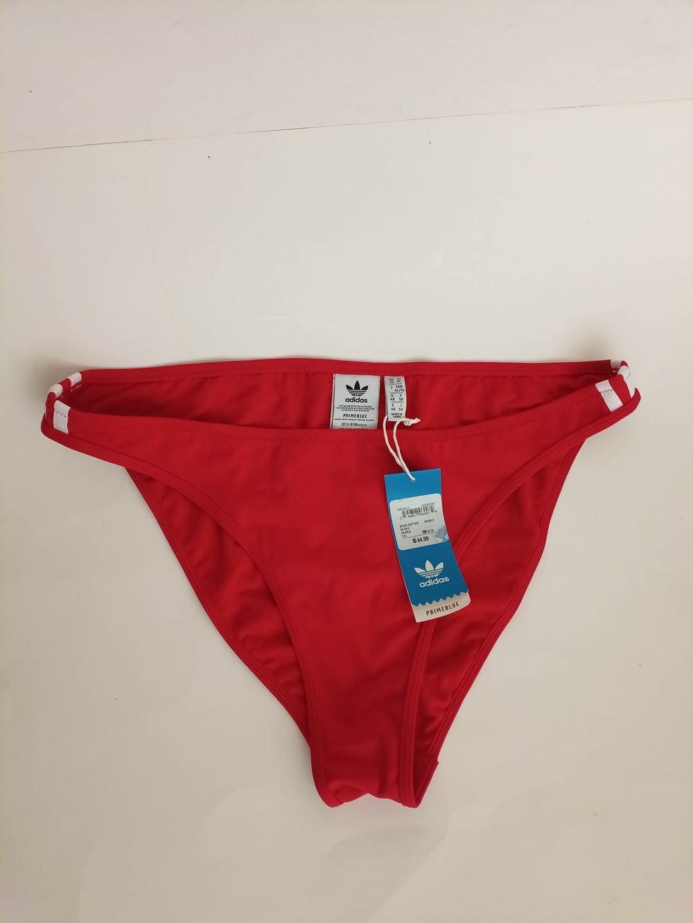 adidas Women's Bikini Bottom Red with White Trim and Trefoil Tag New With Tag XL